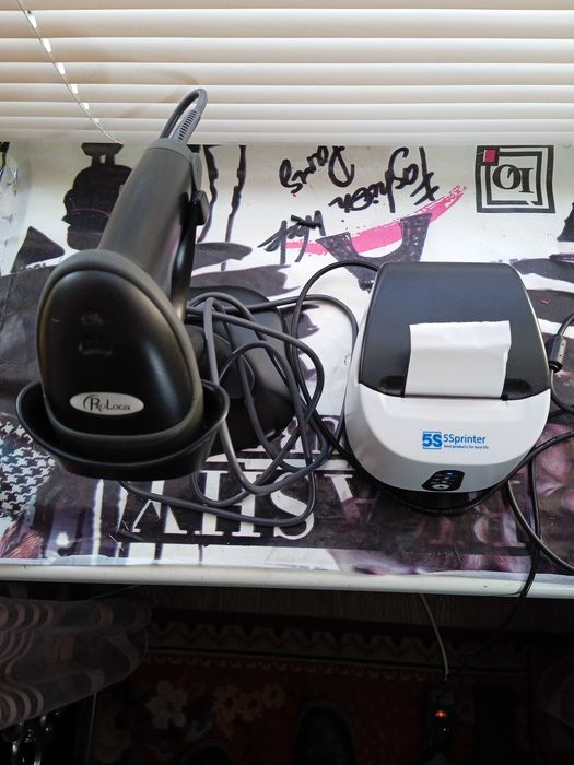 Продам POS-принтер GPRINTER ISH-58 USB+Bluetooth и сканер щтрих-кодов PROLOGIX PR-BS-111CCDAH черного цвета.