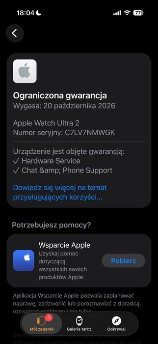 Apple watch ultra 2 na gwarancji