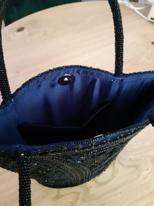 Granatowa torebka damska wizytowa mała torebka ozdobna