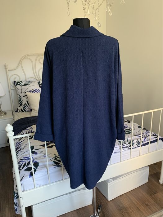 Promod granatowa długa marynarka żakiet oversize płaszcz jesienny XL