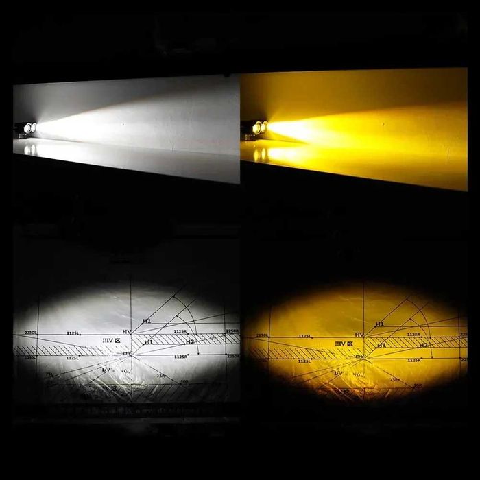 Par de Faróis Auxiliares LED Bifocais - Luz Branca Amarela 20W 8000LM