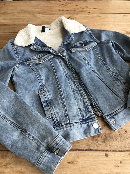 H&M Divided kurtka katana dżinsowa z kożuszkiem S