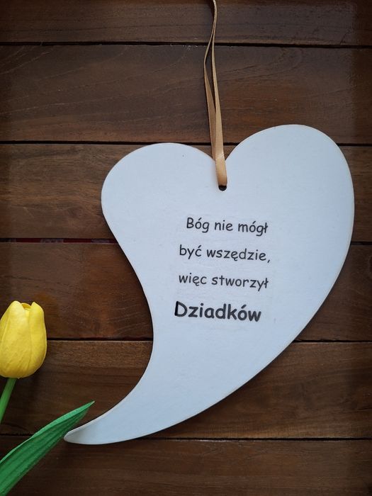 Serce kaszubskie z cytatem dla Babci i Dziadka - decoupage