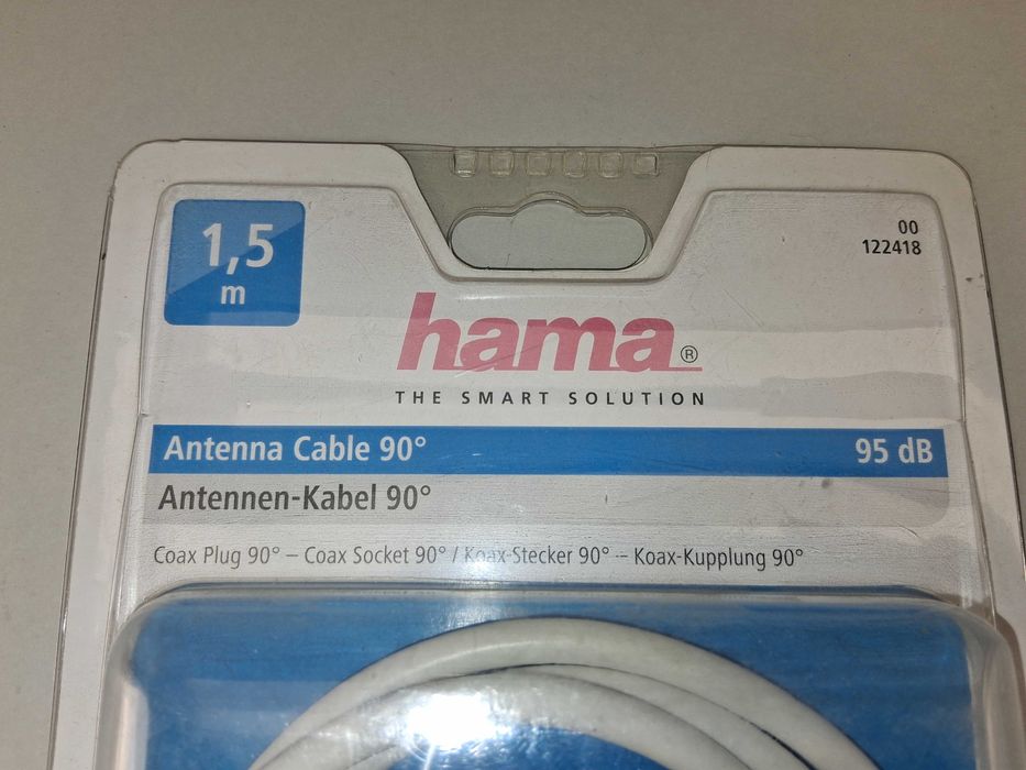 N121 Kabel Antenowy Hama 1,5m 95 dB Koaksjalny Kątowy Nowy