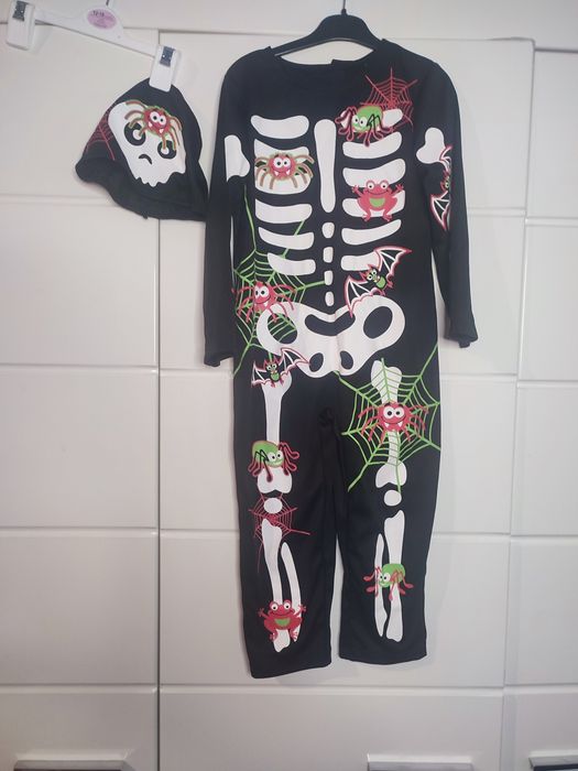 Nowe przebranie strój kostium kościotrup halloween z czapką rozmiar 10