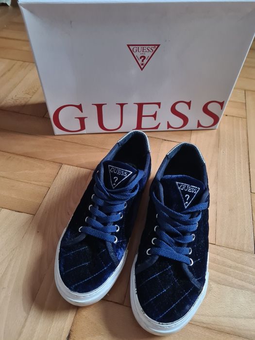 Buty trampki welurowe granatowe guess 37