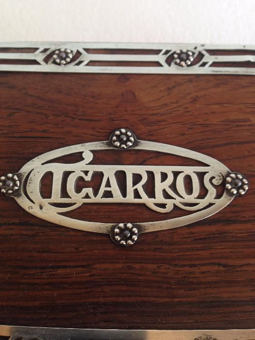 caixa cigarreira pau santo e prata
