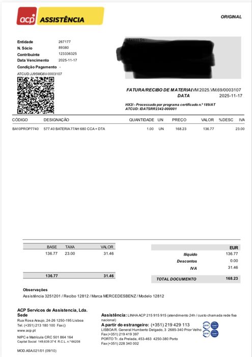 Bateria nova para automóvel