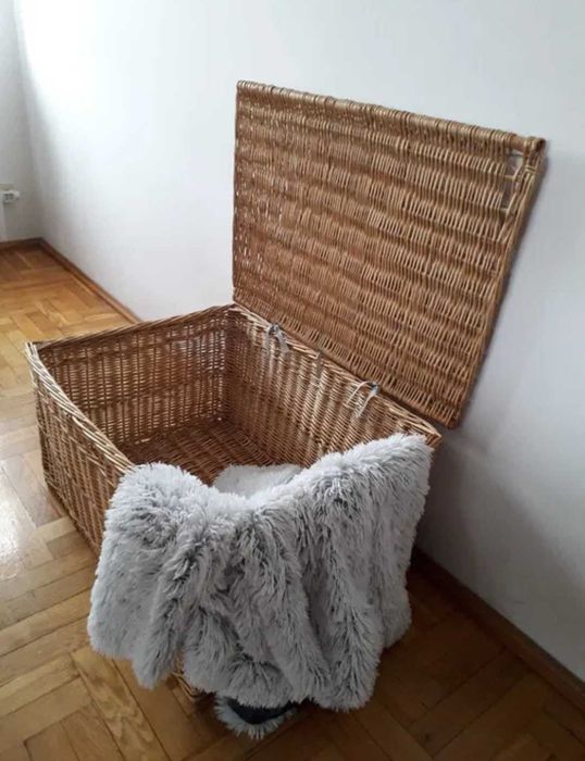 Kufer wiklinowy duży Kosz wiklinowy Z pokrywą 160 L