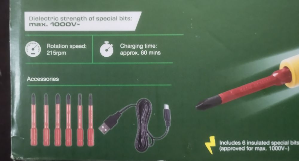 Chave fendas 4v Parkside com bits especiais até 1000V