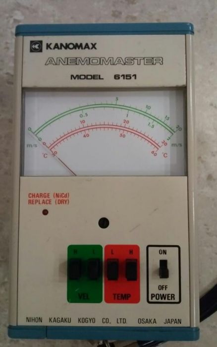 Aparelho de medida de velocidade do vento e de temperatura