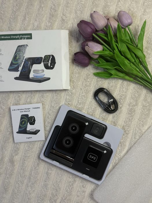 Бездротова зарядна станція 3-в-1 для iPhone, Apple Watch, AirPods