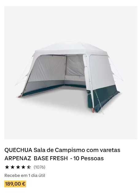 Material Campismo (Tenda, Sala, Frig., Colchão, Armario, Chão)