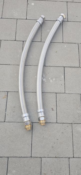 2x wąż elastyczny w oplocie 1 cal GW – 70 cm + 2 niple