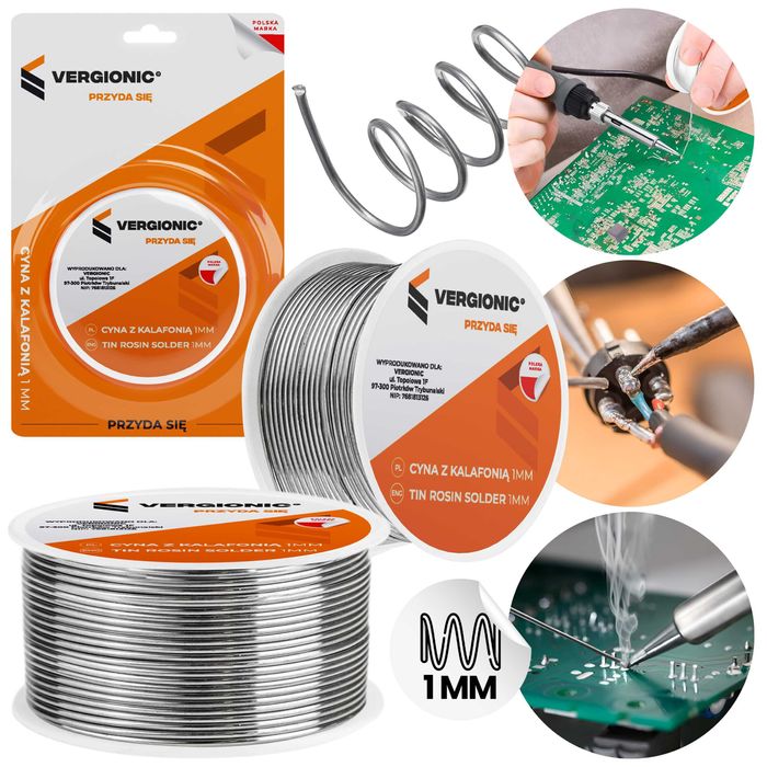 Cyna z kalafonią do lutowania 1mm VERGIONIC
