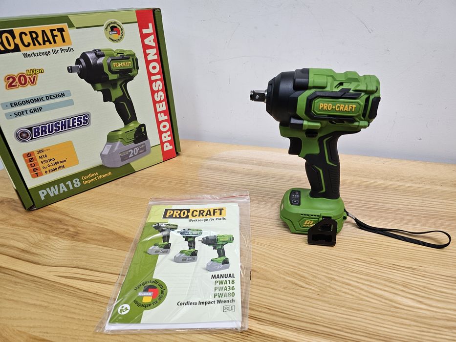 Гайковерт 550Hm Ударный ProCraft PWA18 Бесщеточный Гайковерт 36мес