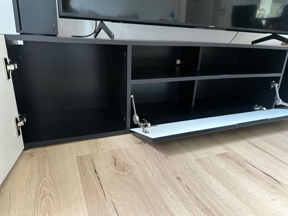 Szafka RTV czarny mat,  181 × 39 × 35 cm