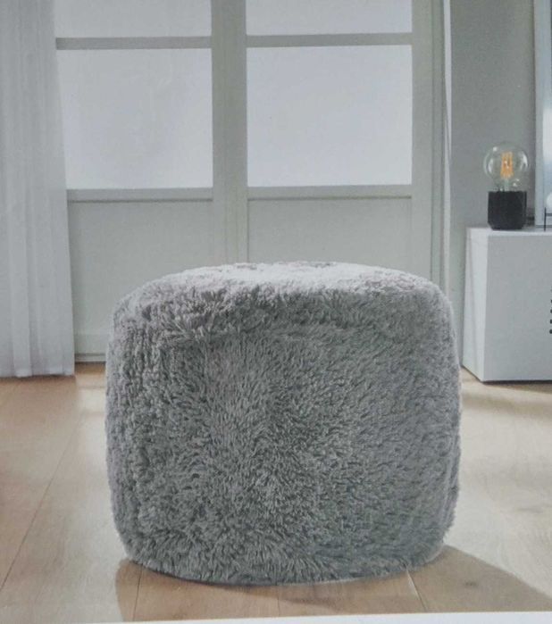 Dmuchany PUF dekoracyjny szary siedzisko - nowy