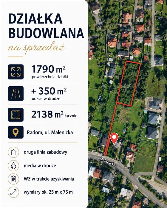 Na sprzedaż działka budowlana 1790 m² | ul. Malenicka, Radom