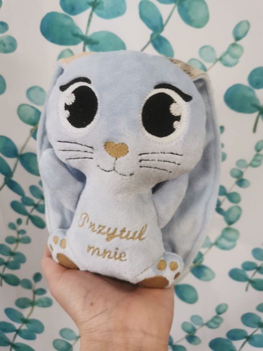 Handmade mały króliczek przytul mnie błękit plus kremowy