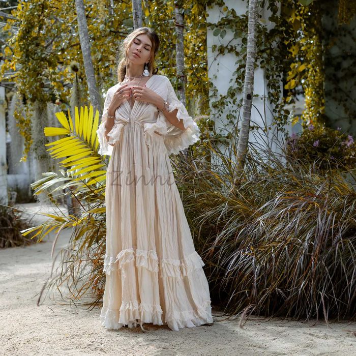 Suknia ślubna NOWA boho naturalna bawełniana plażowa ze stanów S/M/L