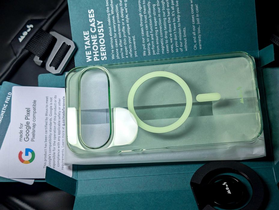 【ほぼ新品】値下げ！Google Pixel 10 本体 ＋ Mousケース付 Чехол Mous к Google Pixel 10 Pro XL,модель Super Thin Clear Lime
