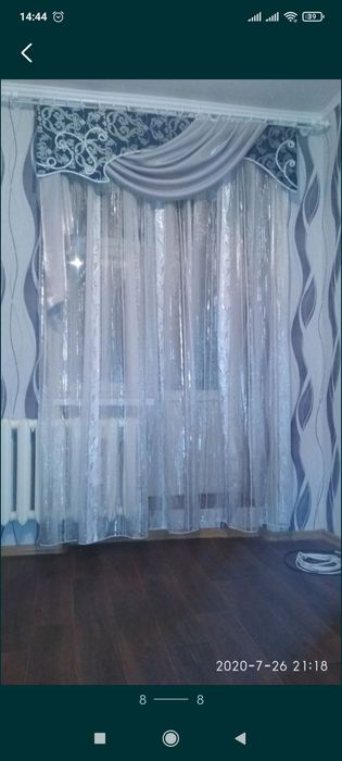 Ламбрекен+ карниз двойной +тюль.