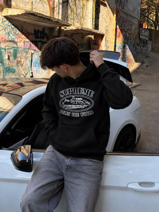 худі corteiz x supreme чорна