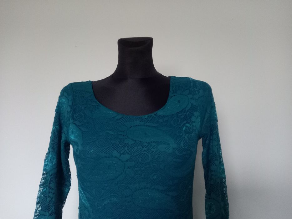 Sukienka koronka XS, S, 34, 36 prosta mini długi rękaw