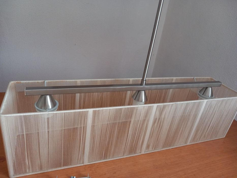 Candeeiro suspenção, abajour cor pérola