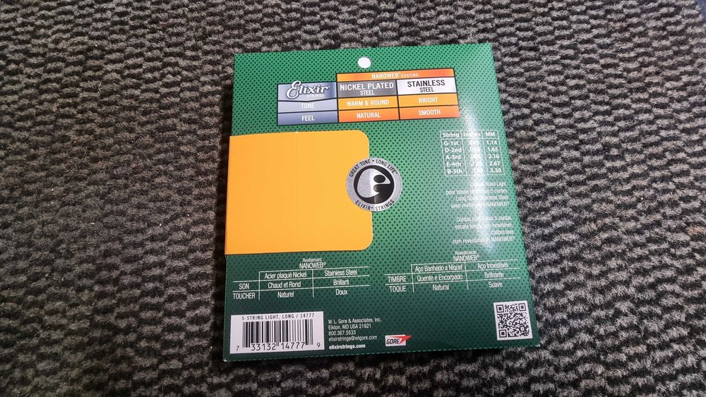 Cordas Baixo 5 Elixir Stainless Steel Nanoweb 45-130 (Novas/Seladas)
