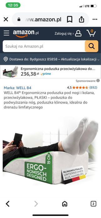 Poduszka ortopedyczna do unoszenia nóg