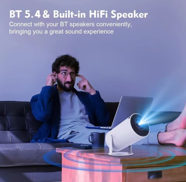 Proietor  HY300 Pro+ 4K 8000 Lumens Android 11 WiFi 6 BT5.4 Portátil com Alto-falante HiFi (Novo)