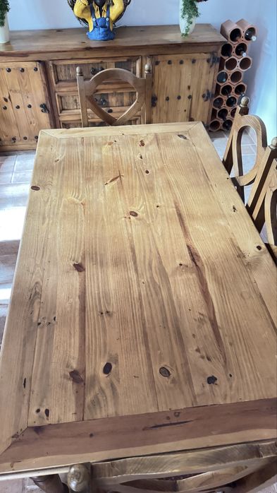 Mesa de jantar + 6 cadeiras rusticas marca Hacienda