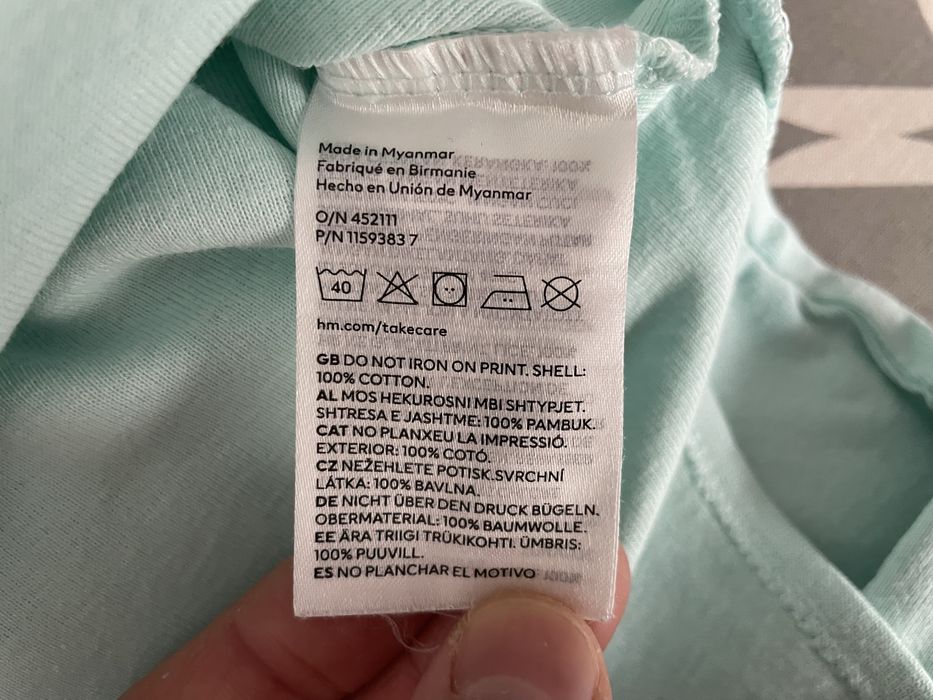 Body H&M Organic Cotton miętowe długi rękaw 98