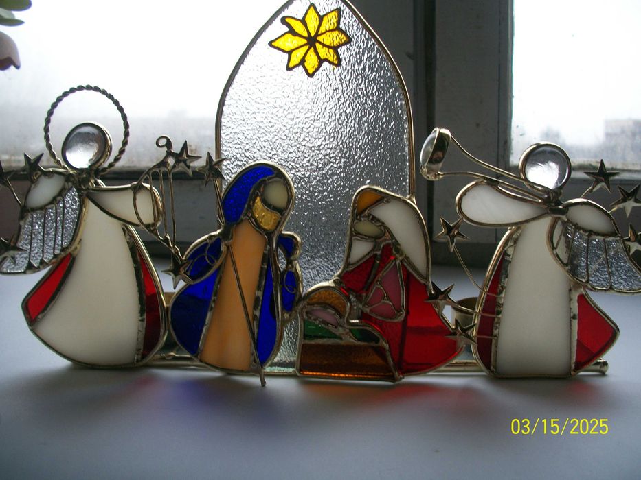 Підсвічник вітражний на 3 свічки (Різдво)