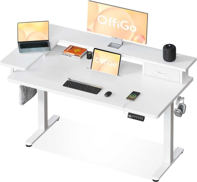 OffiGO 120x60 biurko z elektrycznie regulowaną wysokością - białe / WYSYŁKA