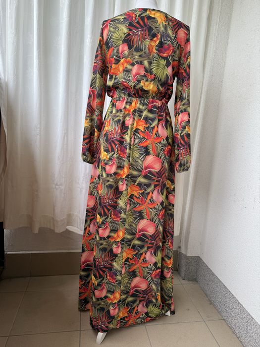Zwiewna sukienka maxi w kwiaty boho M lato wakacje | boho romantic
