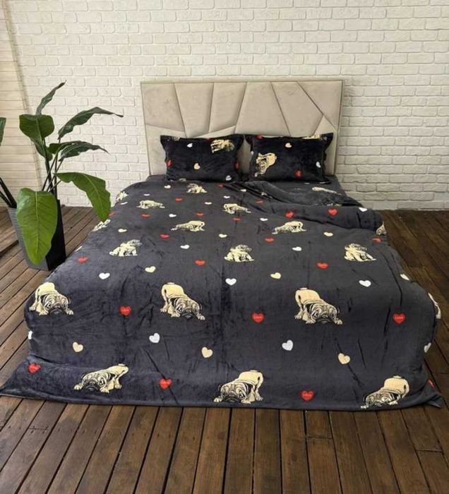 Теплі плюшеві комплекти постільної білизни євро (мікрофібра)