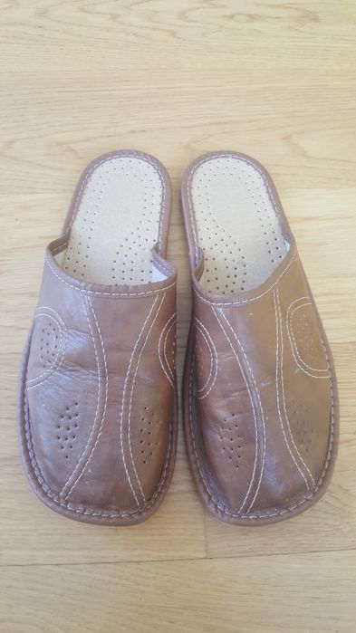 Pantofle kapcie męskie klapki brązowe wsuwane