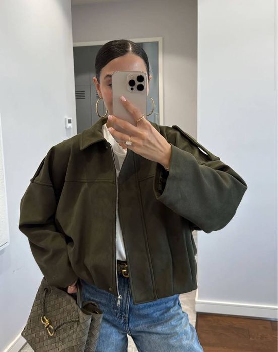 Новий Жіночий бомбер у стилі зара, замш  куртка бомбер