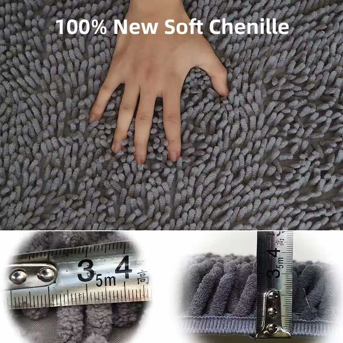 Tapete Shaggy Chenille, para casa de banho (50x80 cinza) , macio