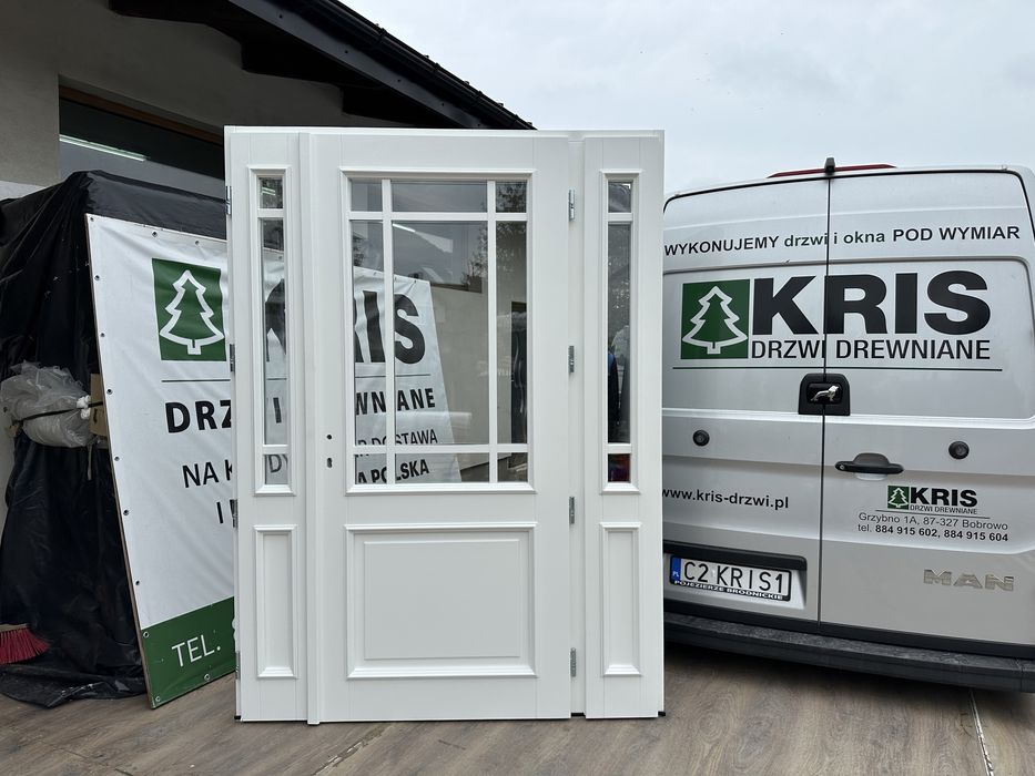 Drzwi zewnętrzne drewniane Angielskie z doświetlem  Na Każdy wymiar