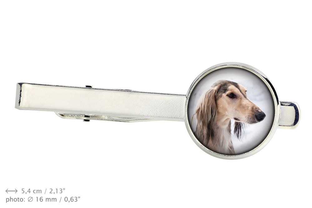 Chart perski, Saluki spinka do krawata ze zdjęciem Art-Dog