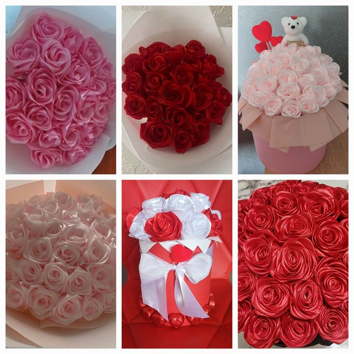 Квіти, букети, композиції з атласної стрічки.