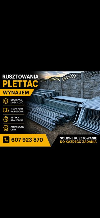 Wynajme rusztowana plettac na stalowych lub drewnianych blatach