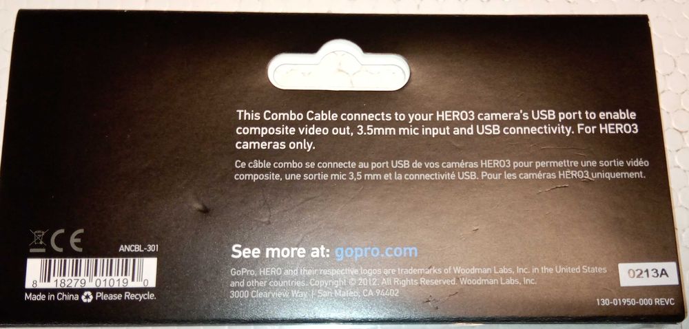 Cabos para GOPRO hero 3, "Combo Cable", genuinos, novos