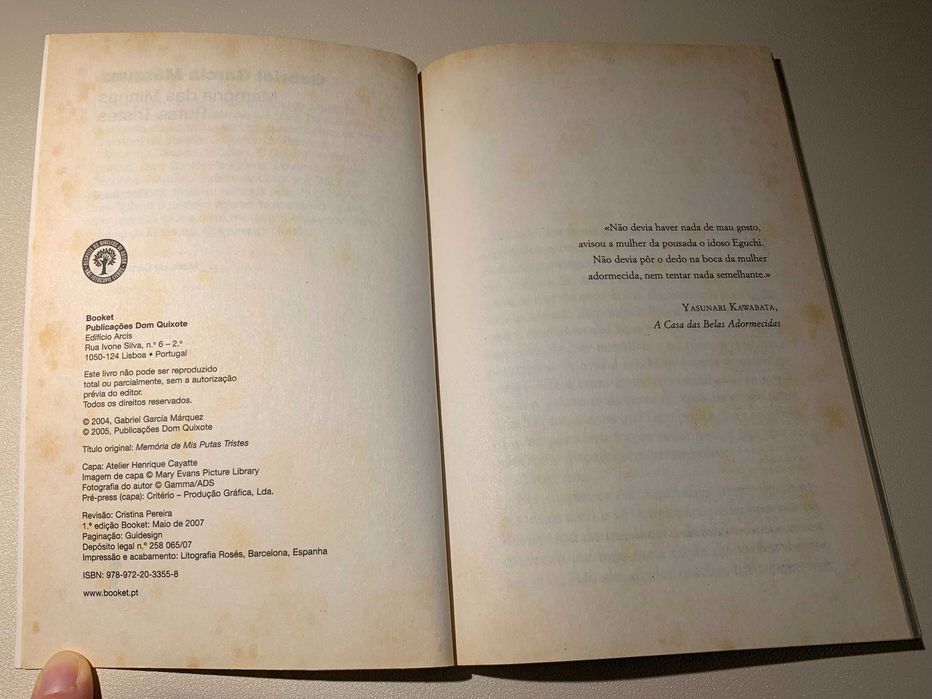 Memória das minhas putas tristes de Gabriel García Márquez