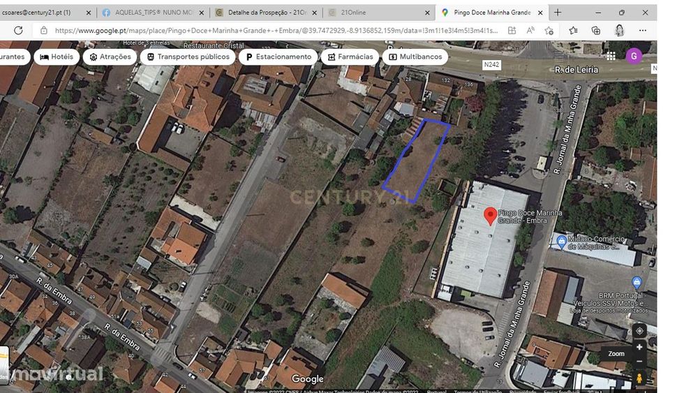 Terreno Rustico com 740 m2 perto Pingo Doce da Marinha Grande