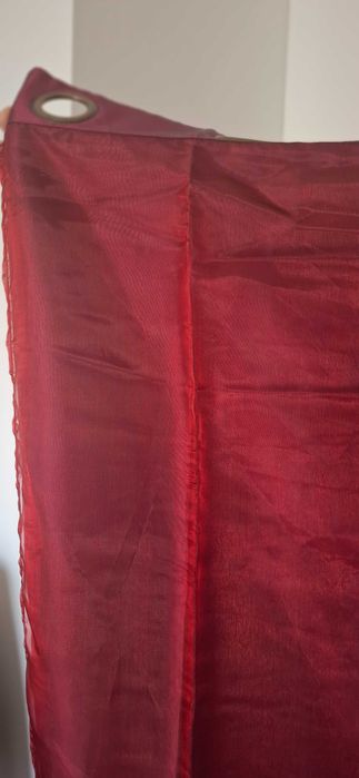 Cortina dupla bordeaux estado novo"Dupla Camada", com ilhós decorativos